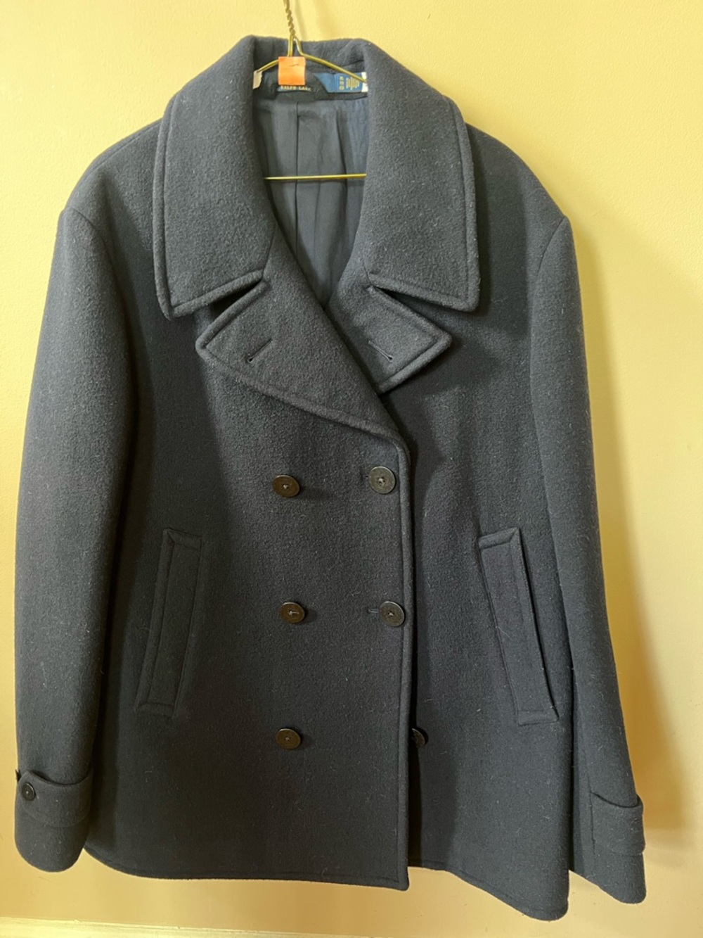 Ralph Lauren Navy Polo wool-blend melton peacoat